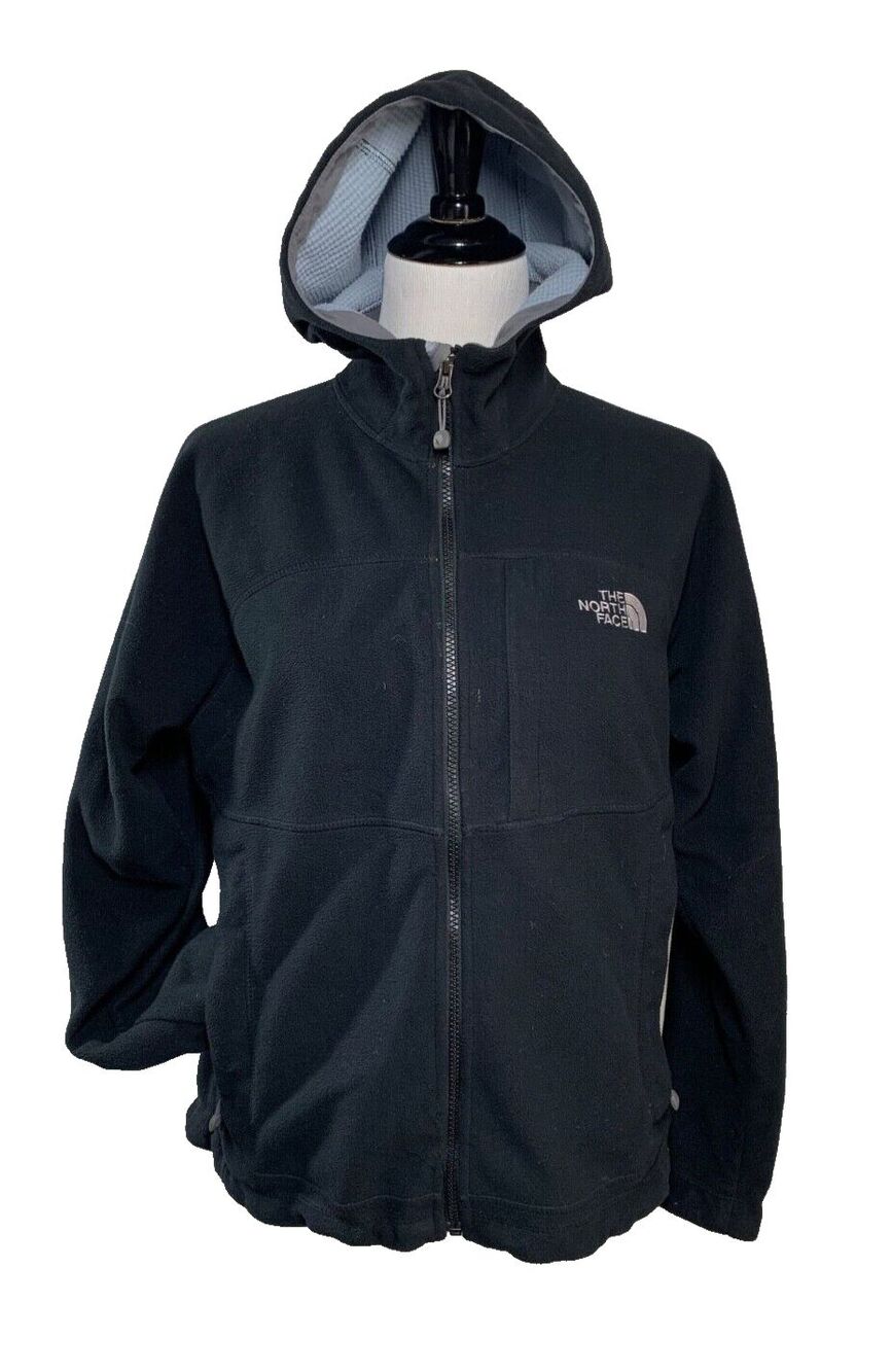 The North Face Windwall Fleece Jacket M Black Hooded Thermal Full Zip Womens